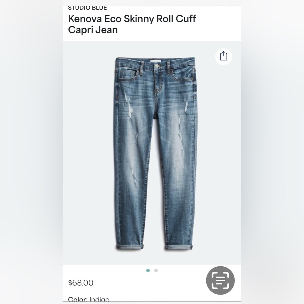 Studio Blue Kenova Echo Roll Cuff Capri Size 27